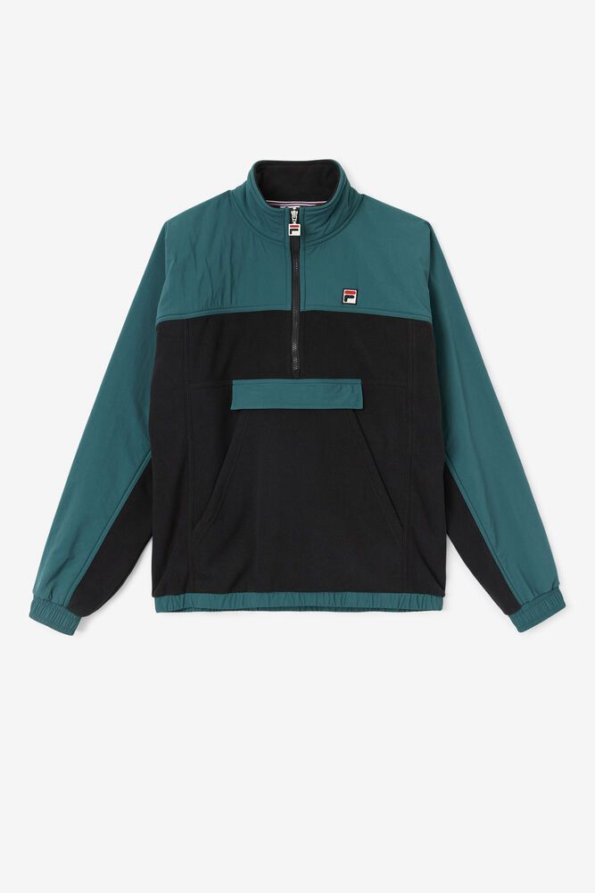 Fila Miesten Takki Erick 1/2 Vetoketjulla Pullover Mustat/Vihreä - AXLY-12794